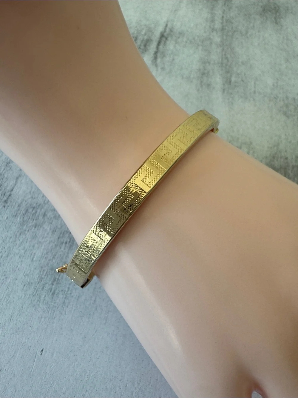 MIA FIORE Gold Plated Bronze Greek Key Dyadema Bangle Bracelet